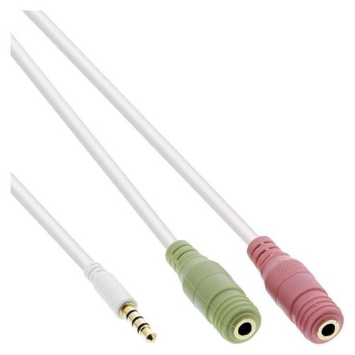 InLine - Câble pour casque micro - mini-phone stereo 3.5 mm femelle pour mini jack 4 pôles mâle - 1 m - blanc