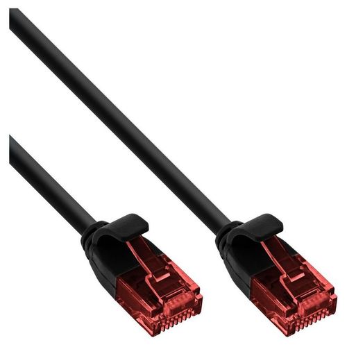 InLine Slim - Cordon de raccordement - RJ-45 (M) pour RJ-45 (M) - 1 m - UTP - CAT 6 - rond, sans crochet, moulé - noir