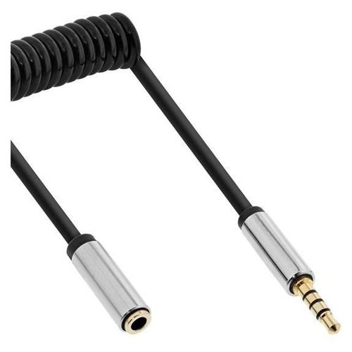 InLine Slim - Rallonge de câble audio - mini jack 4 pôles mâle pour mini jack 4 pôles femelle - 1 m - noir - bobiné