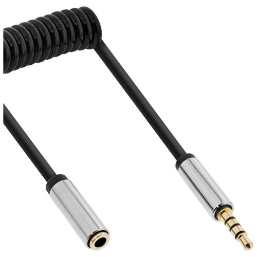 InLine Slim - Rallonge de câble audio - mini jack 4 pôles mâle pour mini jack 4 pôles femelle - 50 cm - noir - bobiné