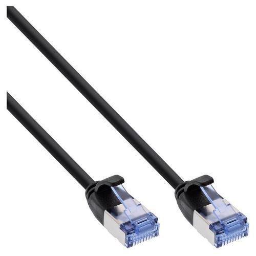 InLine Slim - Cordon de raccordement - RJ-45 (M) pour RJ-45 (M) - 30 cm - U/FTP, PiMF - CAT 6a - rond, sans crochet, moulé - noir