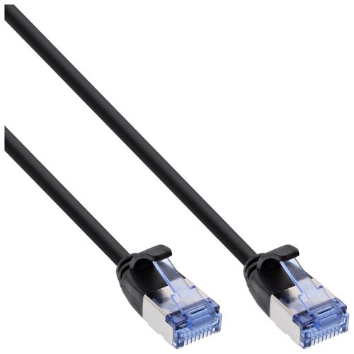 InLine Slim - Cordon de raccordement - RJ-45 (M) pour RJ-45 (M) - 1 m - U/FTP, PiMF - CAT 6a - rond, sans crochet, moulé - noir