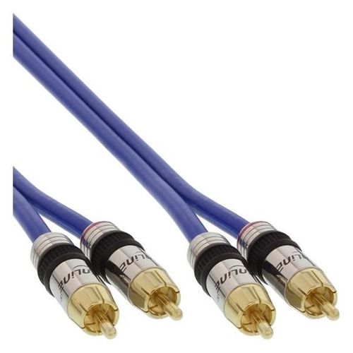 InLine Premium - Câble audio - RCA mâle pour RCA mâle - 5 m - câble coaxial à double blindage - bleu