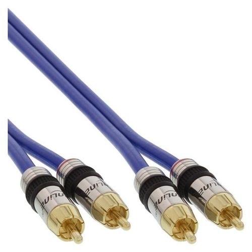 InLine Premium - Câble audio - RCA mâle pour RCA mâle - 20 m - câble coaxial à double blindage - bleu