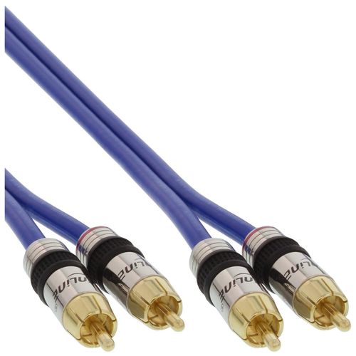 InLine Premium - Câble audio - RCA mâle pour RCA mâle - 25 m - câble coaxial à double blindage - bleu