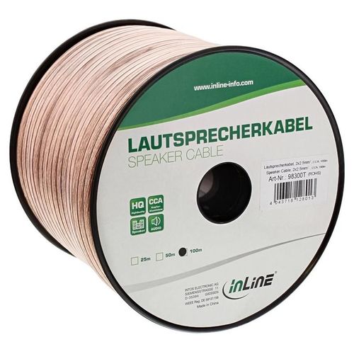 InLine - Câble de haut-parleur - 2.5 mm² - fil dénudé pour fil dénudé - 25 m - transparent