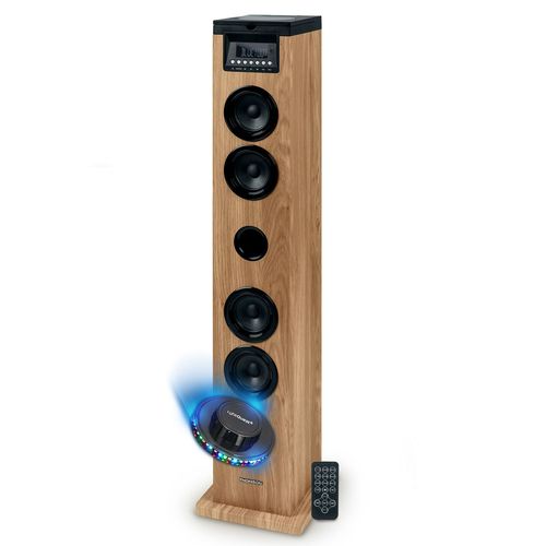 Tour de son Thomson DS122CD - 60W - Hifi Bluetooth, Lecteur CD, télécommande, AUX IN, RADIO FM - Bois/Noir, Jeu de lumière LED