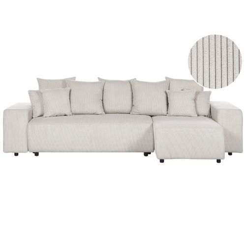 Canapé D'angle Luspa Beige Clair Velours Côtelé Côté Gauche