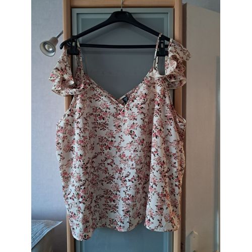 Tunique Débardeur Neuf Taille 52-54 Ecru Motif Floral
