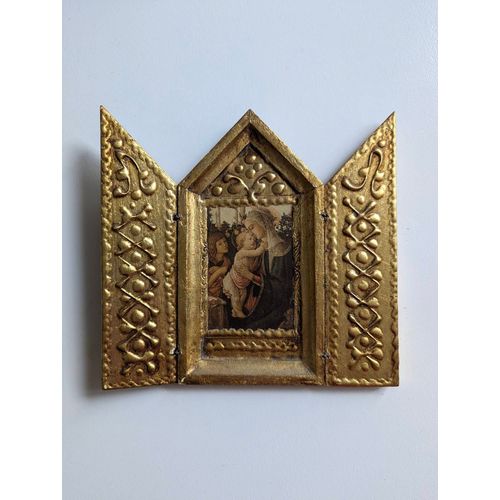 Tableau Triptyque vierge marie bois peint Italie