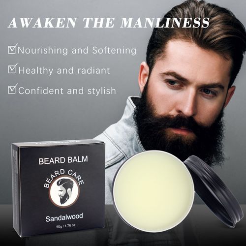 Crème À Barbe Au Bois De Santal Soin Après-Rasage Crème De Soin Hydratante Et Nourrissante Pour La Barbe Crème Coiffante Pour La Barbe - 50 Ml/Boîte 