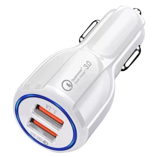 Chargeur De Voiture Rapide Allume-Cigare Double Port Usb 5v-24w - Blanc - E.F.Connection