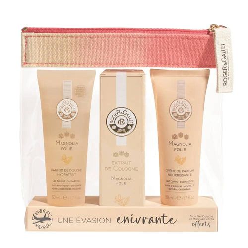Roger & Gallet Trousse Eté Magnolia Folie Eau De Cologne 30 Ml + Gel Douche 50 Ml + Lait Corps 50 Ml 