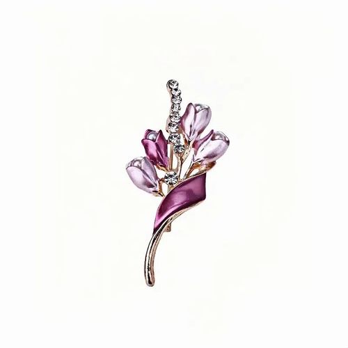 Boucle Écharpe Vintage Double CUr, Broche Clip Cristal Pour Foulards En Soie, Manteaux & Ceintures, Accessoire Pour Femme - Rose