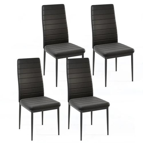 Costway Lot De 4 Chaises De Salle À Manger - Sans Accoudoirs - Dossier Surélevé - Siège Rembourré - Cuir Synthétique - Cuisine Salon