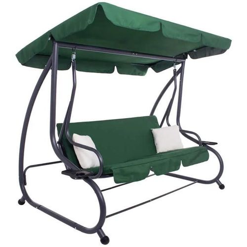 Springos® Balancelle De Jardin 3 Places Venedig Avec Toit 193 X 163 Cm, Banc Suspendu Inclus 2 Coussins Et Porte-Gobelets