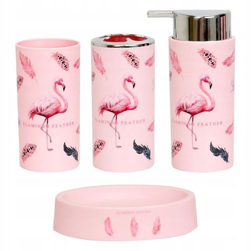Lot De 4 Décorations De Salle De Bain, Flamant Rose Liquide