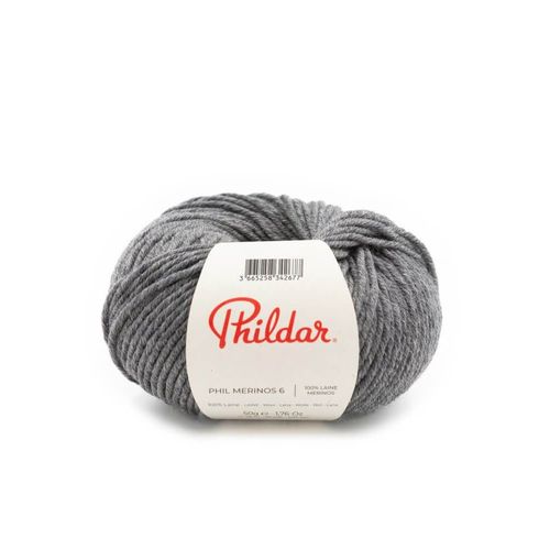 Pelote De Laine Phil Merinos 6 ¿ Douceur Et Qualité Premium Signées Phildar Gris Chiné Moyen