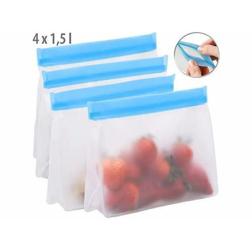 4 Sachets De Conservation / Congélation Réutilisables À Fond Plat - 1,5 L