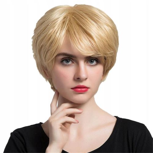 Femmes Filles Court Bob Raide Blonde Réel