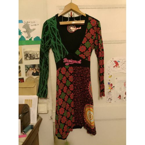 Robe Noire Motifs Colorés 42 Xl Desigual.