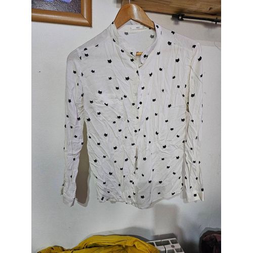 Chemise Blanche Imprimée Chats Mango M