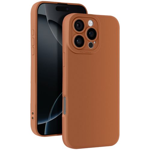 Coque Pour Iphone 16 Pro Silicone Lisse Bloc Caméra Protégé Marron