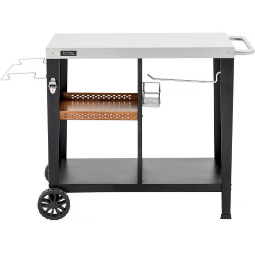 Chariot desserte de barbecue "Gelia" 117 x 59 cm - Inox - Noir