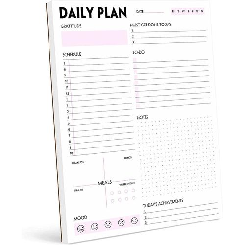 Bloc-Notes Daily Planner - Bloc-Notes De Planification Quotidienne Détachable