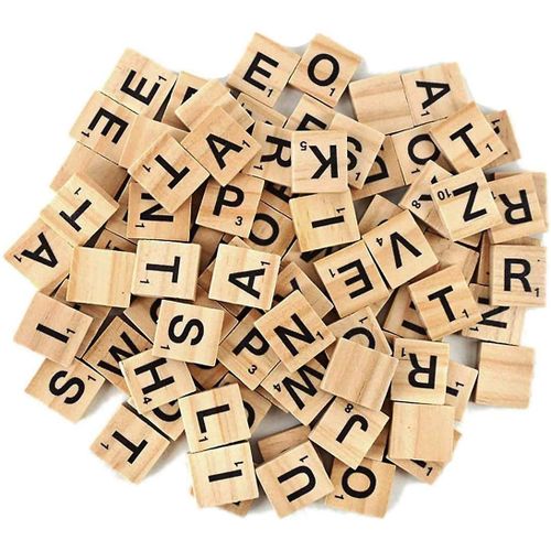 Lettre De Scrabble En Bois, 100 Pcs Lettre En Bois Pour L¿Apprentissage Des Langues Décor Mural