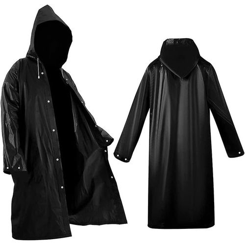 Imperméable Portable Universel, Paquet De 2 Ponchos De Pluie Eva Imperméables Noirs Pour Hommes Et Femmes