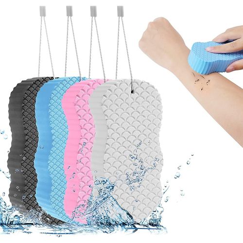 Éponge De Bain Exfoliante, Almi 4pcs Ultra Soft Bath Body Shower Sponge, Almi Cadeau Double Face 