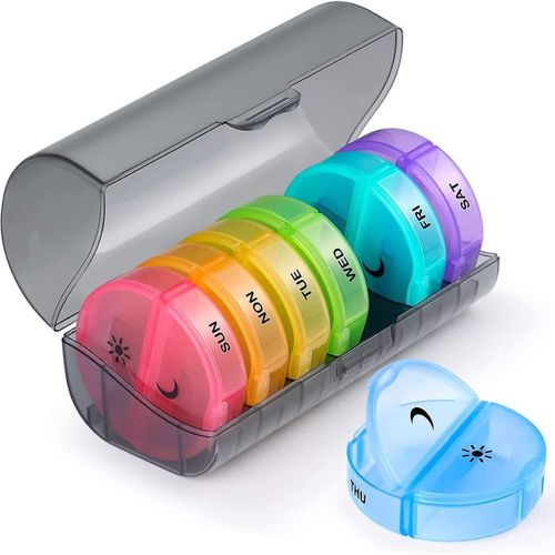 Almi Pill Organiser Am Pm - Pilulier Hebdomadaire De 7 Jours Avec 14 Compartiments 