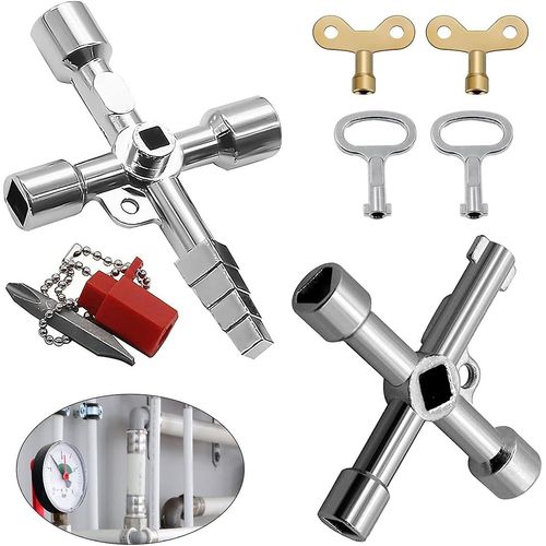 Jeu de clés croisées universelles - Clés multifonctionnelles pour compteurs, compteurs de gaz, ascenseurs (6 pièces)