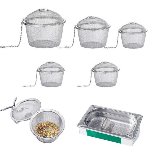 5 Pcs Nettoyeur à ultrasons Paniers Pièces en acier inoxydable Panier Bijoux Vapeur