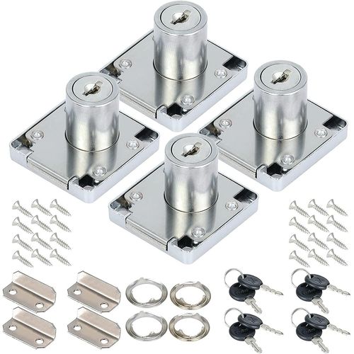 4pcs Cam Locks.22mm Zinc Alloy Cabinet Lock.Security Cylinder Cupboard Drawer Lock (clés pas semblables)