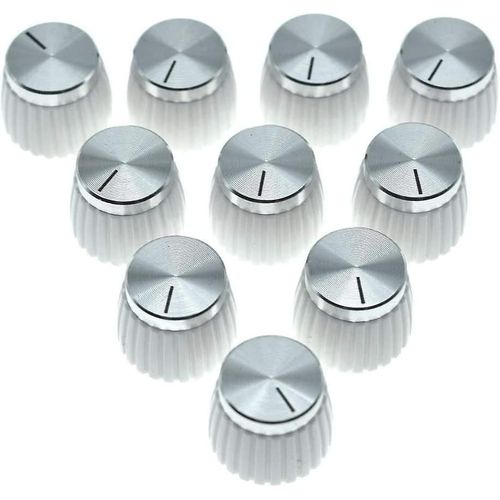 10pcs Ampli Guitare Amplificateur Push On Fit Boutons Blanc Avec Chrome Cap Top Fits