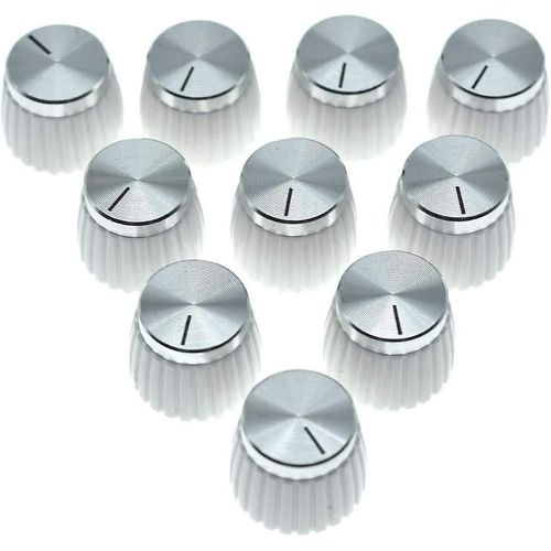 10pcs Ampli Guitare Amplificateur Push On Fit Boutons Blanc Avec Chrome Cap Top Fits