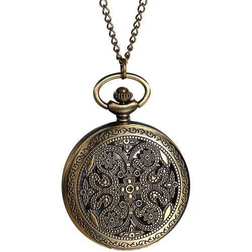 Retro Men's Women's Pocket Watch, Chain Watch Analogue Quartz Sunflower Pattern