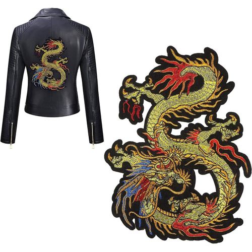 Patch de dragon d¿or brodé Patch Applique pour bricolage costume de dragon chinois