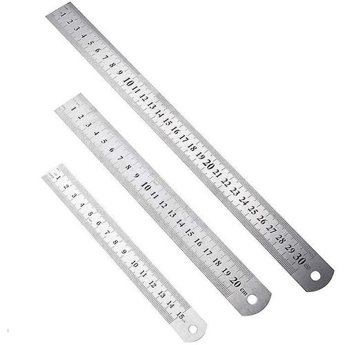 Règle en acier inoxydable 3 Pcs, règle de mesure en acier inoxydable à échelle double face