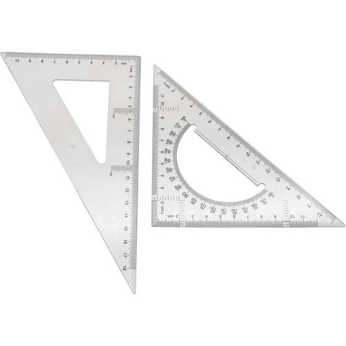 Ensemble d¿échelle de règle en plastique triangle transparent - angle de 30/60 degrés et 45/90 degrés (2 pcs)