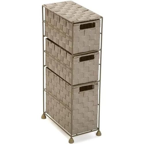 Meuble De Salle De Bain Mannheim - Versa - 57 X 28 X 15,5 Cm - 3 Tiroirs En Nylon - Beige