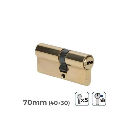 Cylindre de porte 70mm (40+30mm) - GENERIQUE - Largeur de came R15 - 5 clés de sécurité incluses
