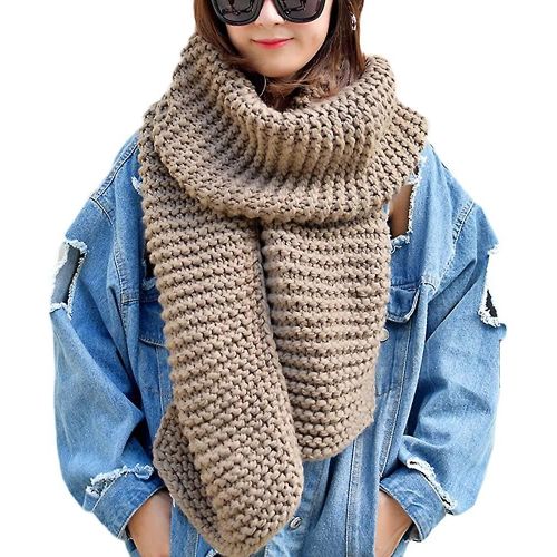 Unisexe Couple Chunky Câble Laine Tricot Chaud Épais Cercle Echarpe Grand Réversible