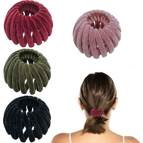 Velvet Vintage Bird Nest Hair Clips, Almi Extensible Ponytail Holder Hair Loops Cadeau