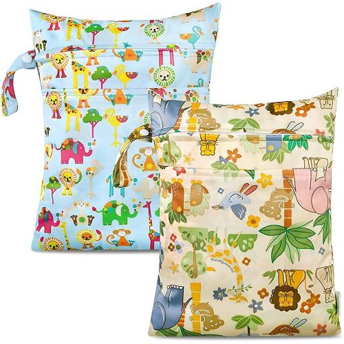 2pcs Sac À Couches Imperméable À L¿Eau Sac À Couches Réutilisable Pochette Zippée Lingettes Humides Organisateur Pour Bébé