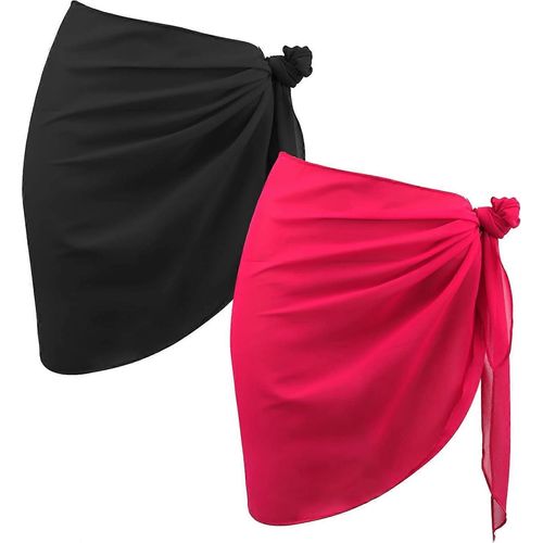 2pcs Femmes Plage Sarong, 74.8x18.1inch Short Transparent Beach Wrap Sarong Bikini Cover Up