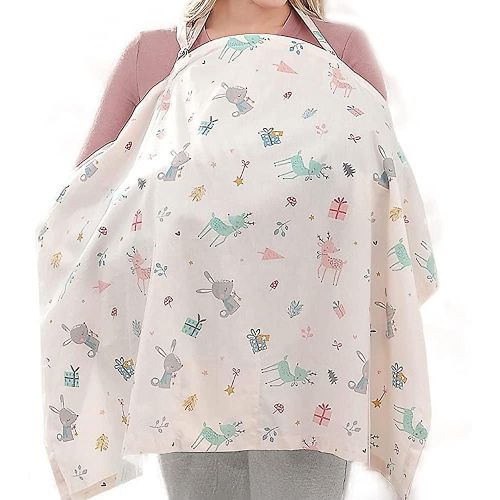Housse D¿Allaitement En Coton Respirant, Foulard Rose Rubbit Nursing Cover