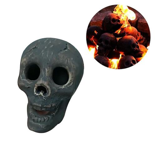 Simulé Tête humaine Os Céramique Ignifuge Foyer Squelette Bûche Pour Feu de Feu de Feu Cheminée Halloween Décor
